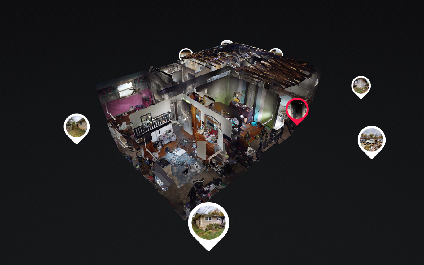 3D scans enable adjusters to see the whole interior of a structure or zoom in on specific rooms.