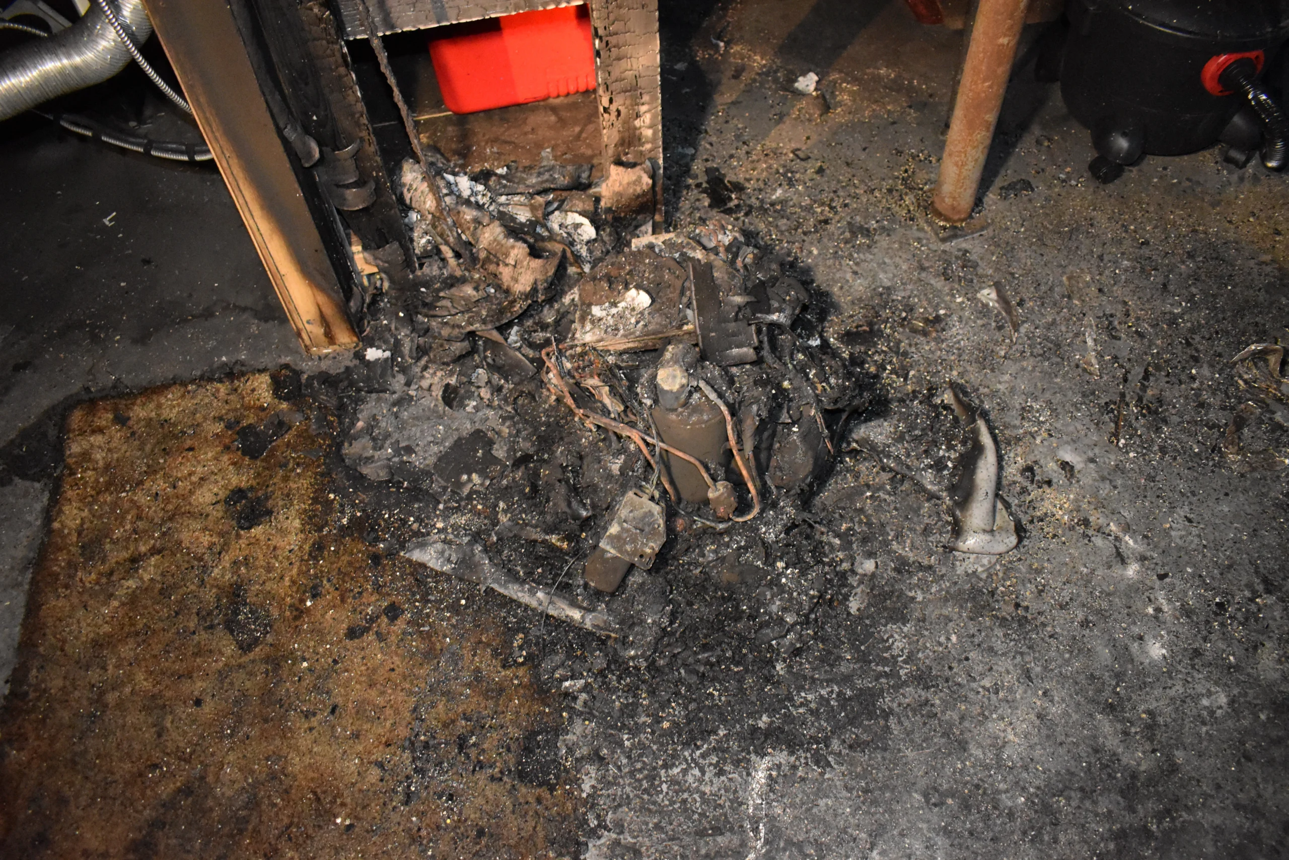 The components of this melted dehumidifier from a fire’s area of origin were carefully gathered, packaged, and shipped for testing. Research later revealed this model had been recalled for posing fire hazards to consumers.