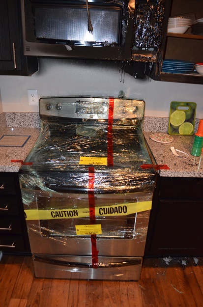 Well-qualified origin and cause experts are diligent about protecting evidence like this range that must be shipped for inspection offsite.