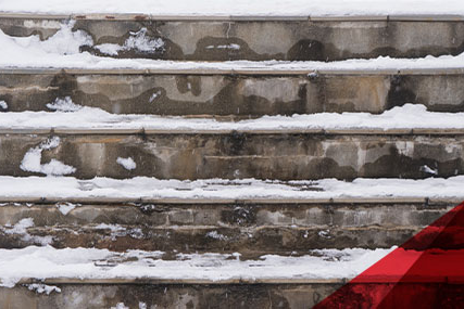 Snow-covered steps