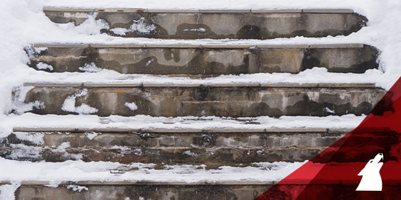 Snow-covered steps