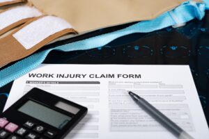 Work injury claim form featuring areas for employee information