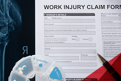 Work injury claim form featuring areas for employee information and injury specifics